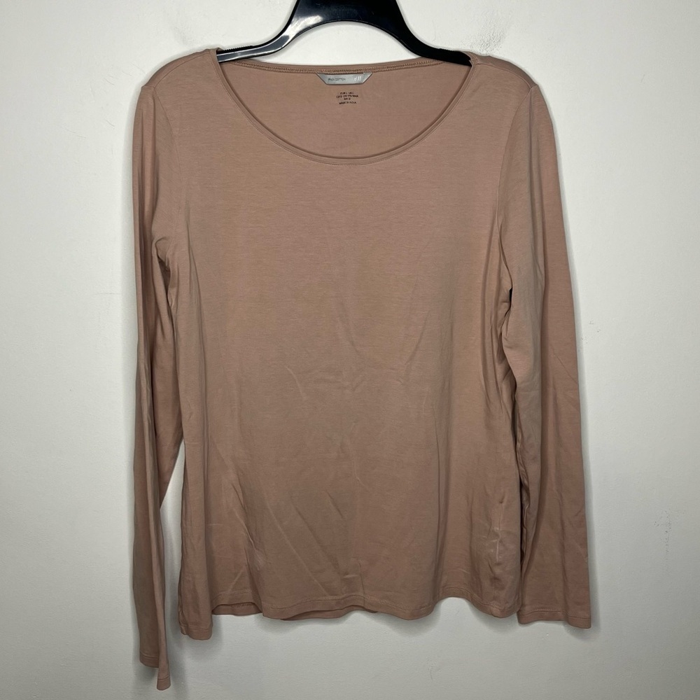 H & M Pima cotton pink long sleeve top size large